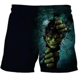 Angry Hulk Smashes Wall Black Graphic Kid's Shorts