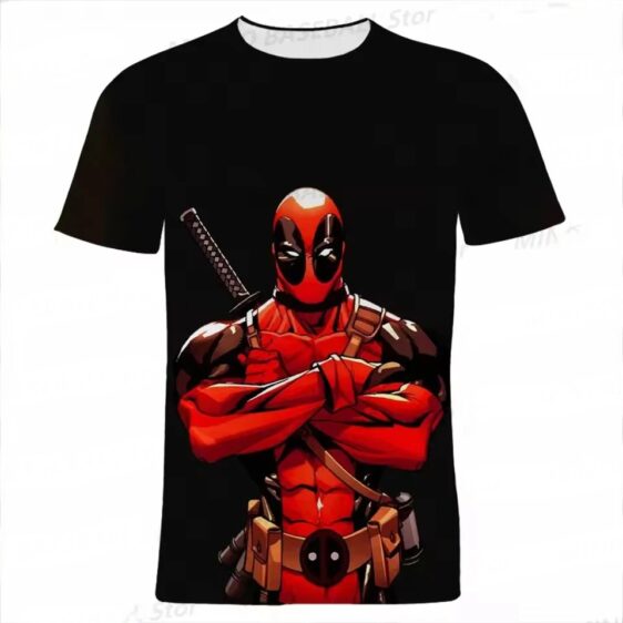 Bold Deadpool Crossed Arms Graphic Marvel T-shirt for Boys