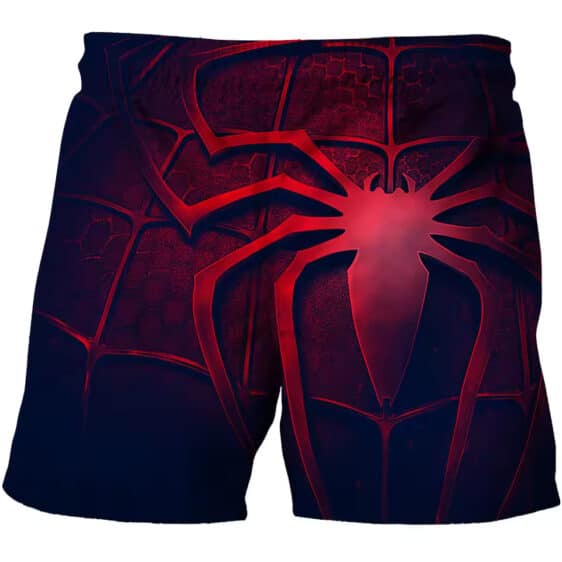 Bold Red Spider-man Superhero Emblem Black Kids Shorts