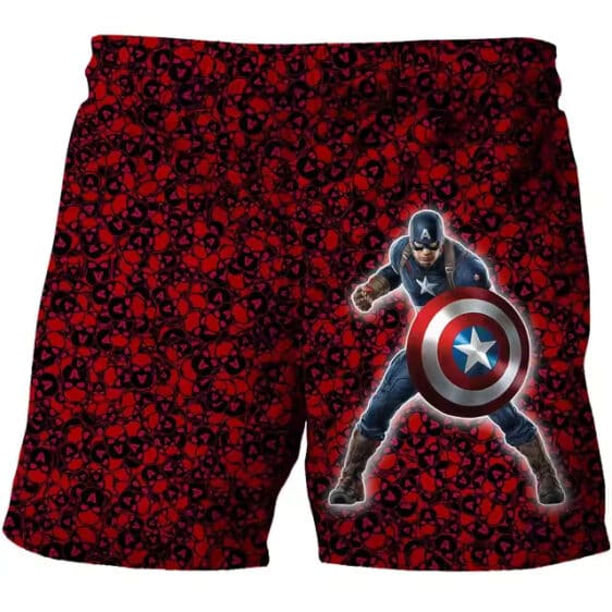 Captain America Shield Red Geometrical Pattern Kids Shorts