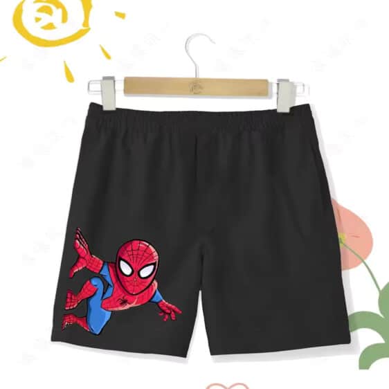 Cartoon Spider-Man Wall Action Pose Shorts for Kids