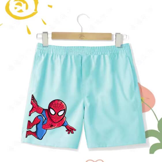 Cartoon Spider-Man Wall Action Pose Shorts for Kids