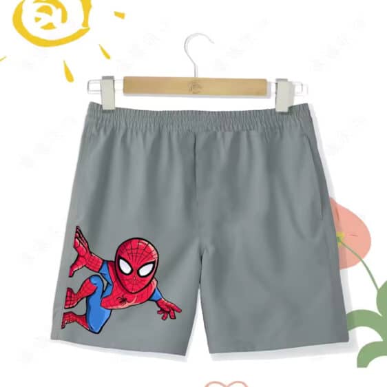 Cartoon Spider-Man Wall Action Pose Shorts for Kids