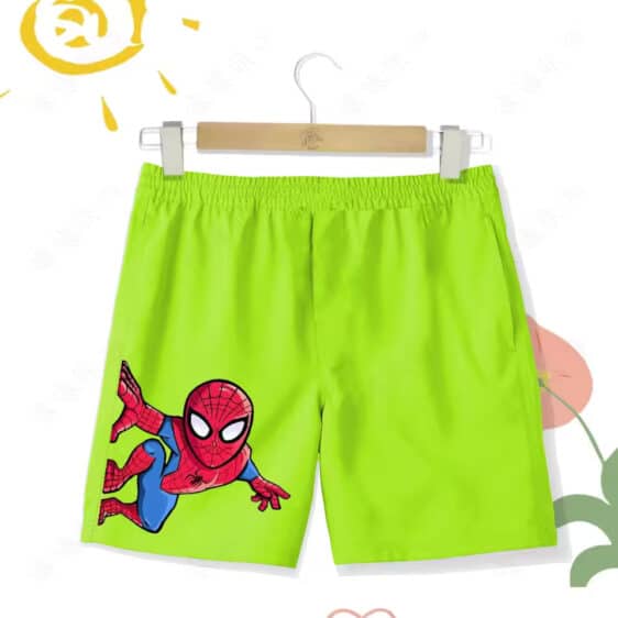 Cartoon Spider-Man Wall Action Pose Shorts for Kids