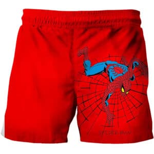 Classic Spider-Man Comics Web Design Red Shorts for Kids