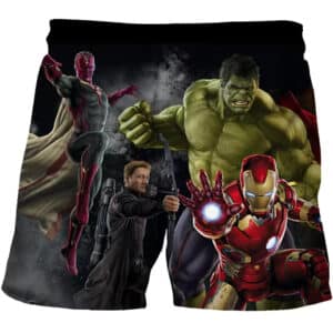 Marvel Avengers Assembled Heroes Black Kids Shorts