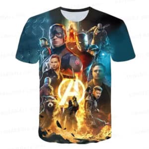 Marvel Avengers Fiery Team Heroes Black Graphic Kids T-shirt