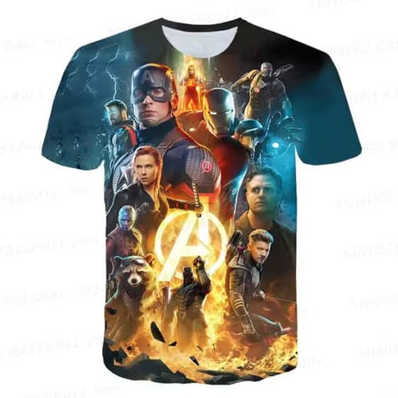 Marvel Avengers Fiery Team Heroes Black Graphic Kids T-shirt