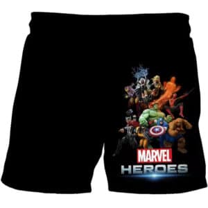 Marvel Heroes Iconic Ensemble Art Black Boys' Shorts