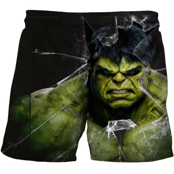 Marvel Hulk Smash Glass Shatter Effect Black Kids Shorts