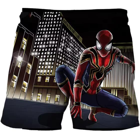 Marvel Spider-Man Night City Art Black Heroic Boys' Shorts