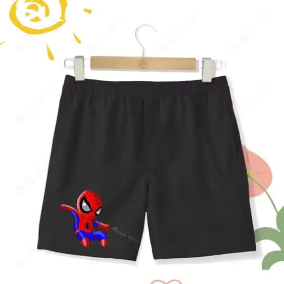 Marvel Swinging Spider-Man Chibi Art Grey Kids Shorts