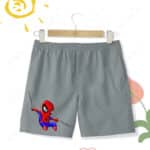 Marvel Swinging Spider-Man Chibi Art Grey Kids Shorts
