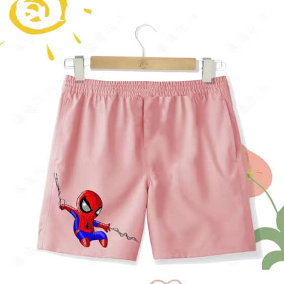 Marvel Swinging Spider-Man Chibi Art Grey Kids Shorts