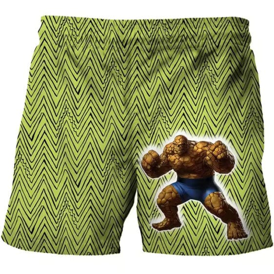 Marvel The Thing Zigzag Pattern Green Shorts for Children