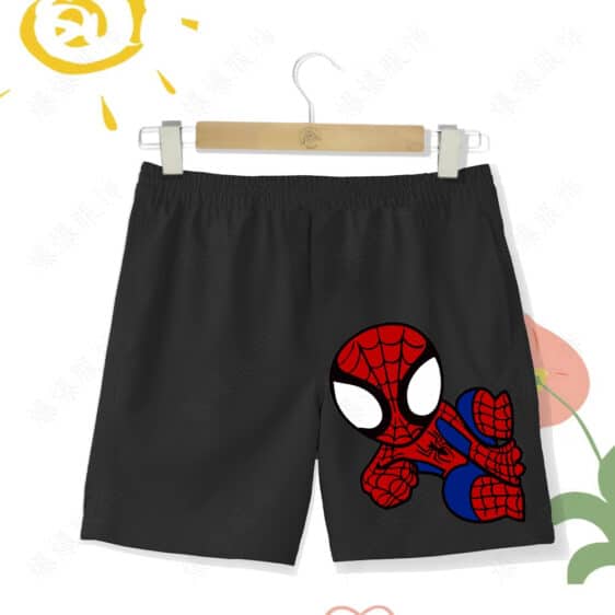 Playful Spider-Man Chibi Cartoon Graphic Children's Shorts