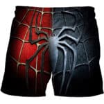 Red & Black Spider-man Symbol Dual-Tone Shorts for Children