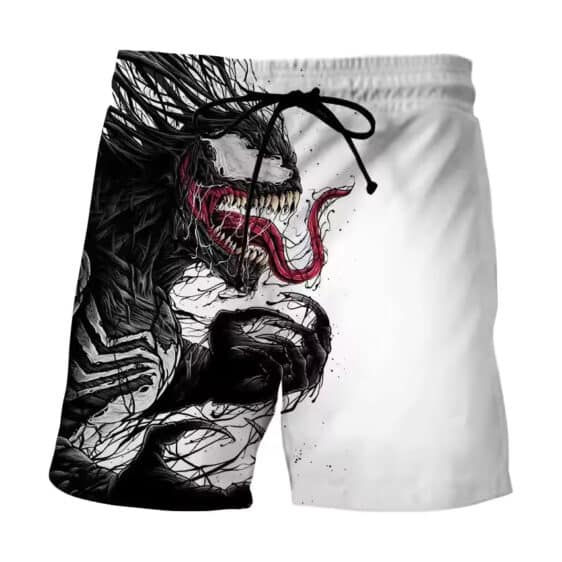 Terrifying Venom Symbiote Artwork White Kids Shorts