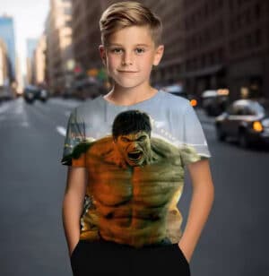 The Mighty Hulk Raging Urban City Art Boys' T-shirt