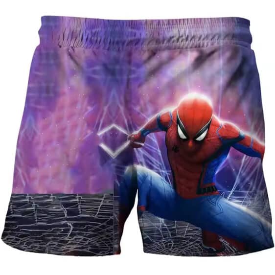 Vibrant Spider-Man Shattered Floor Action Kids Shorts