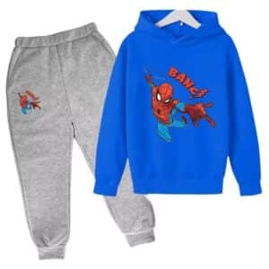 Action-Packed Spider-Man Bang! Blue Gray Kids Hoodie Set