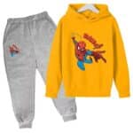 Action-Packed Spider-Man Bang! Yellow Gray Kids Hoodie Set