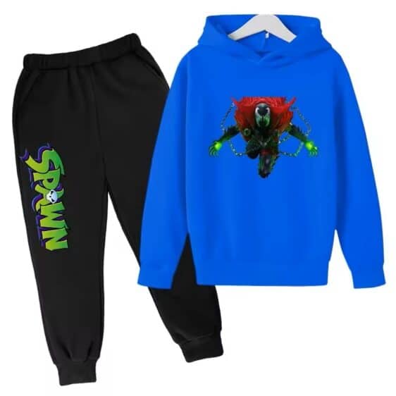 Al Simmons Spawn Skull Logo Blue Black Boys' Hoodie Set