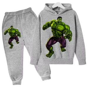 Angry Hulk Power Punch Pose Marvel All-Gray Kids Hoodie Set