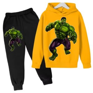 Angry Hulk Power Punch Pose Yellow Black Boys' Hoodie Set