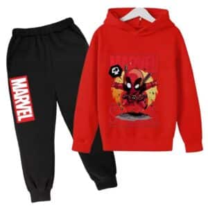 Anti-Hero Deadpool Chibi Art Red Black Children's Hoodie Set