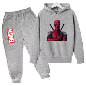 Anti-Hero Deadpool Minimalist All-Gray Hoodie Set for Boys