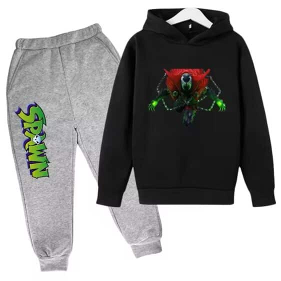 Anti-Hero Spawn Battle Pose Black Gray Hoodie Set for Kids,