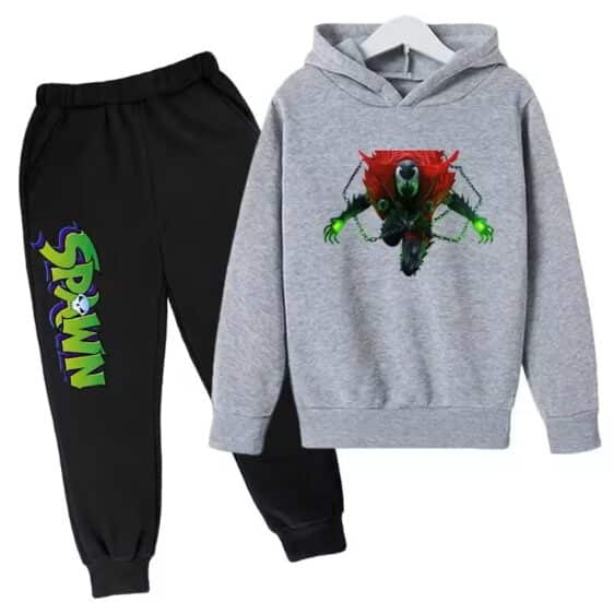 Anti-Hero Spawn Battle Pose Gray Black Kids Hoodie Set