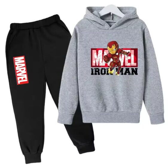 Avenger Hero Iron Man Action Gray Black Hoodie Set for Boys