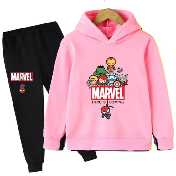 Avengers Assemble Heroes Pink Black Girls' Hoodie Set