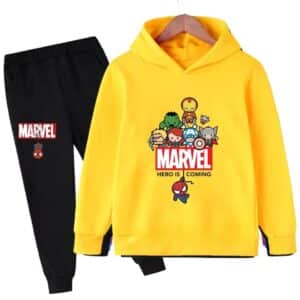 Avengers Assemble Heroes Yellow Black Hoodie Set for Kids