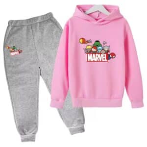 Avengers Hero Assemble Chibi Pink Gray Children's Hoodie Set