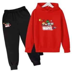 Avengers Hero Assemble Chibi Red Black Children's Hoodie Set