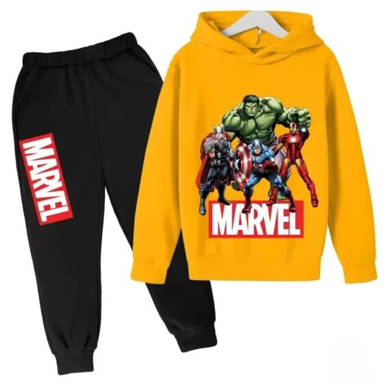 Avengers Hero Assemble Marvel Yellow Black Kids Hoodie Set