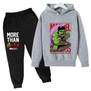 Avengers Hulk Power Chibi Art Gray Black Boys' Hoodie Set