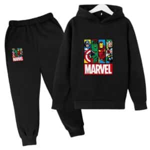 Avengers Marvel Heroes All-Black Hoodie Set for Children