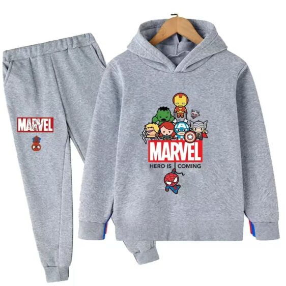 Avengers Marvel Heroes Art All-Gray Hoodie Set for Children