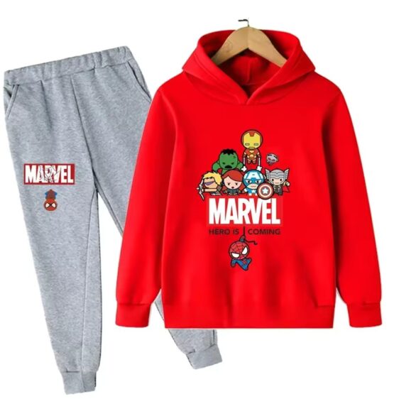 Avengers Marvel Heroes Art Red Gray Hoodie Set for Children