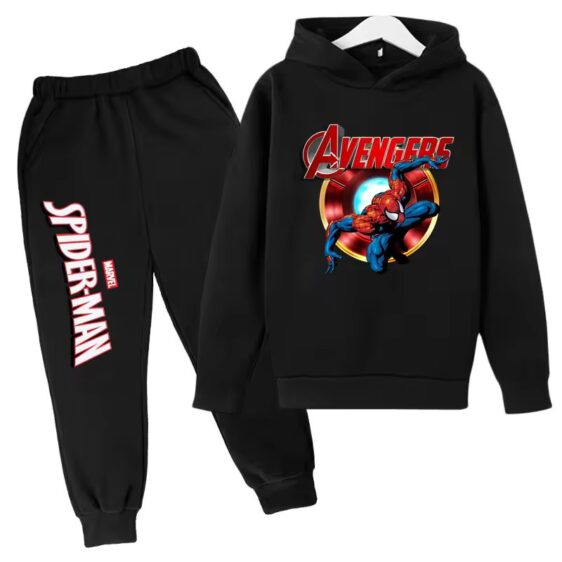 Avengers Spider-Man Action Pose Black Hoodie Set for Kids