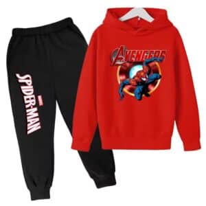 Avengers Spider-Man Action Pose Red Black Boys' Hoodie Set