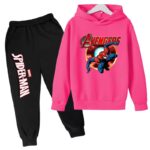 Avengers Spider-Man Marvel Logo Pink Black Kids Hoodie Set