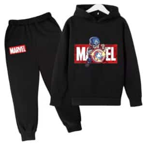 Captain America Shield Action Black Children's Hoodie Set