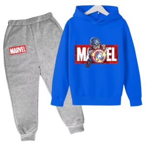 Captain America Shield Action Blue Gray Hoodie Set for Boys