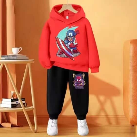 Captain America & Spider-Man Red Black Boys' Hoodie Set