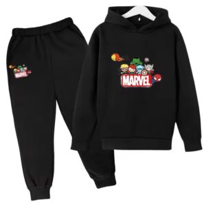 Chibi Cartoon Avengers Marvel Black Children's Hoodie Set